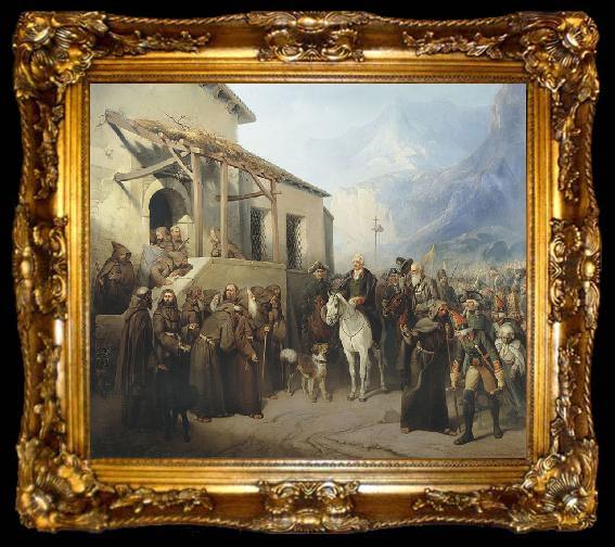 framed  Creator:Adolf Charlemagne. Field Marshal Alexander Suvorov at the top of the St. Gotthard September 13, ta009-2